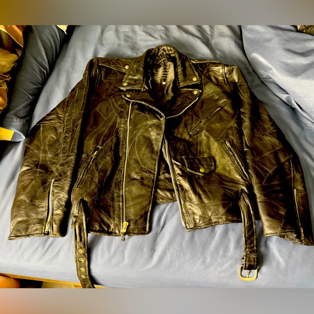 Navarre Leather co. XL men’s Black Buffalo leather jacket